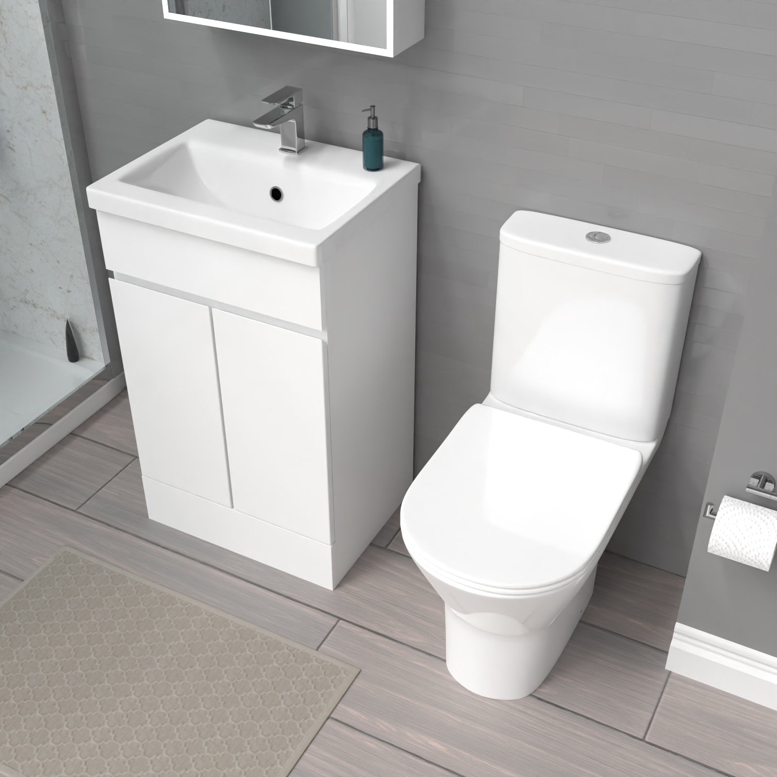 Alaska 500mm Gloss White Basin Vanity & Close Coupled Toilet