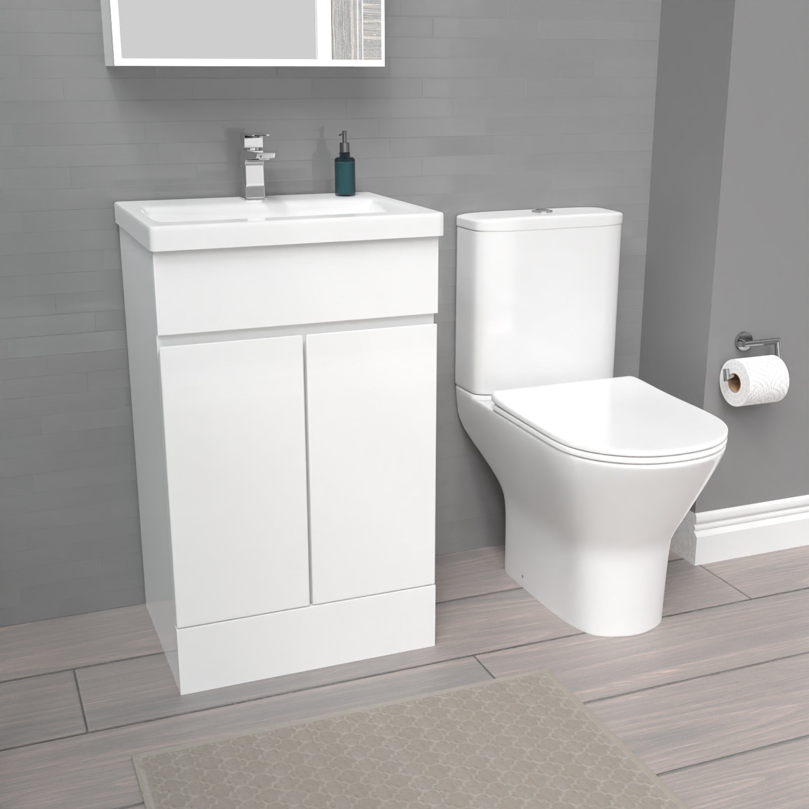 Alaska 500mm Gloss White Basin Vanity & Close Coupled Toilet