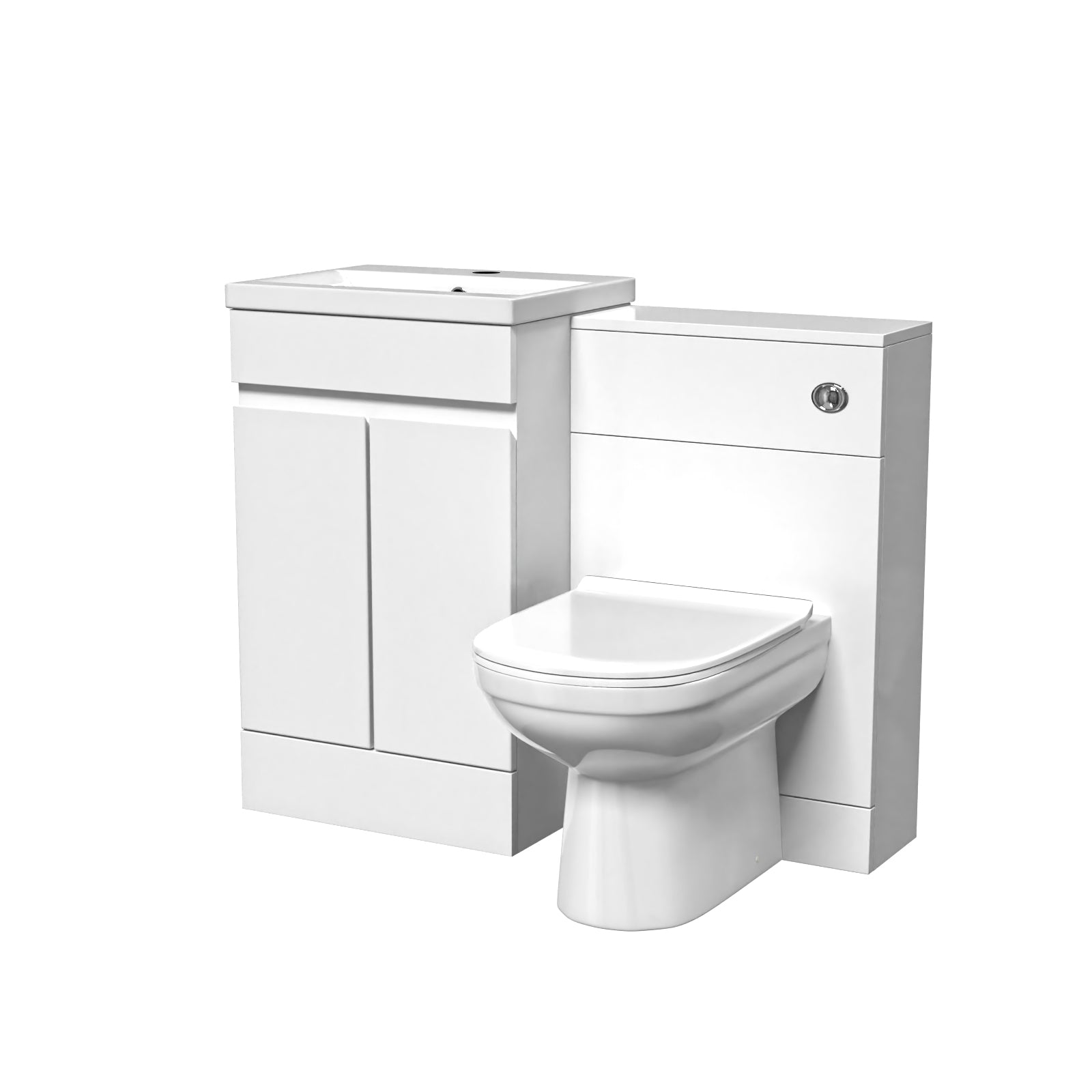 Alaska White Floor Standing 500mm Vanity Unit 2 Door with WC Unit & BTW Toilet