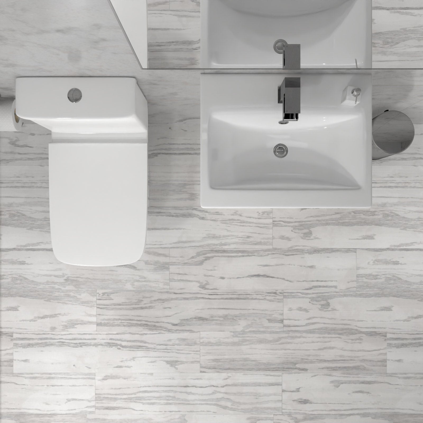 Alaska 500mm Gloss White Freestanding Basin Vanity & Rimless Close Coupled Toilet White