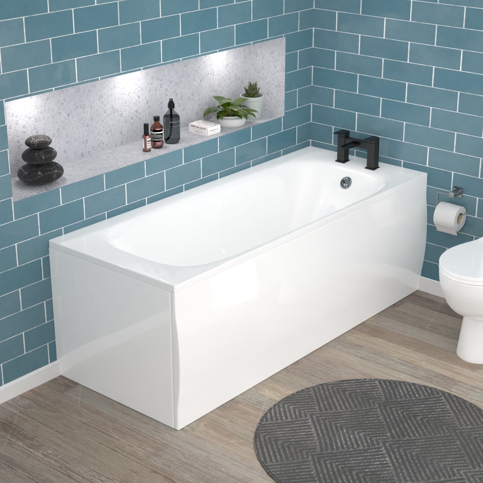 Alaska 1700mm Round Bath,500mm Freestanding Basin Vanity,Close Coupled Toilet
