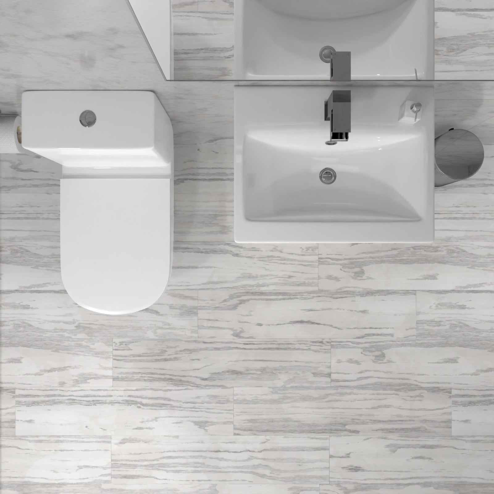 Alaska 500mm Gloss Basin Vanity & Close Coupled Toilet White