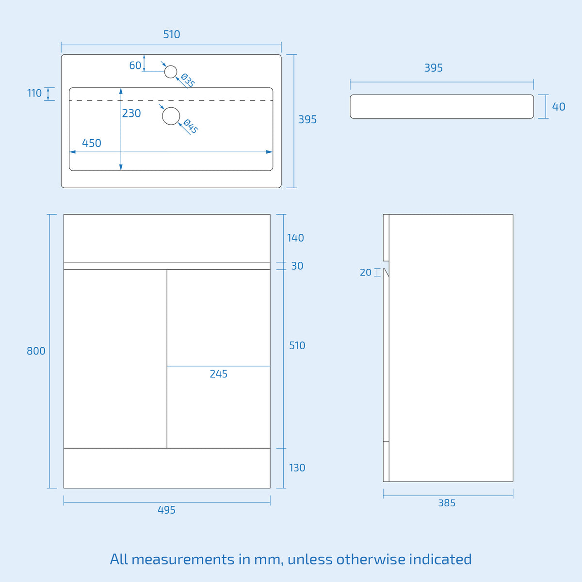 Alaska 500mm Gloss White Basin Vanity & Close Coupled Toilet