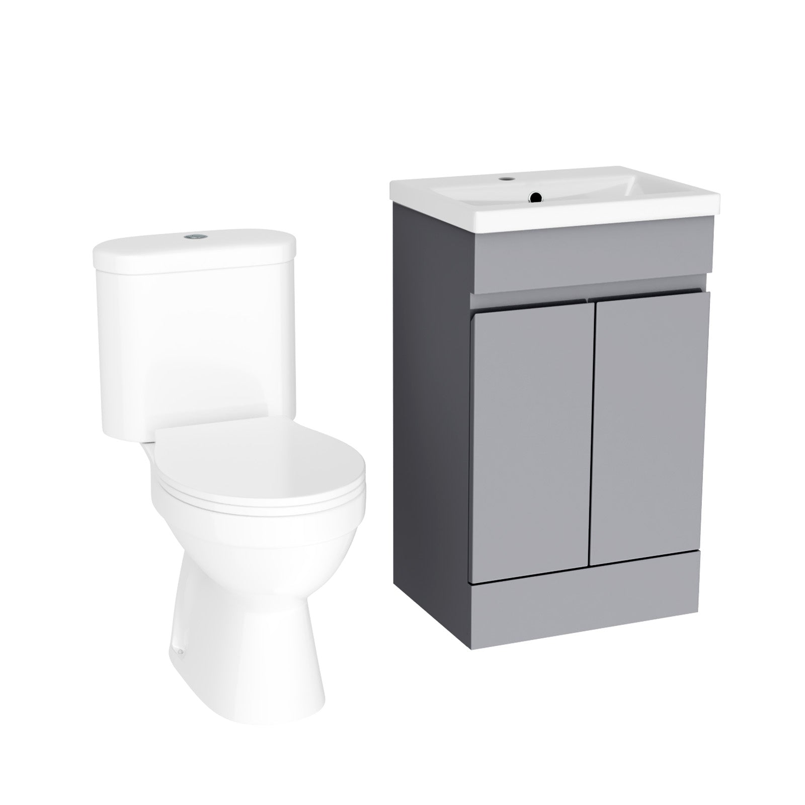 Alaska Flat Pack 500mm Steel Grey Basin Vanity & Close Coupled Toilet Set