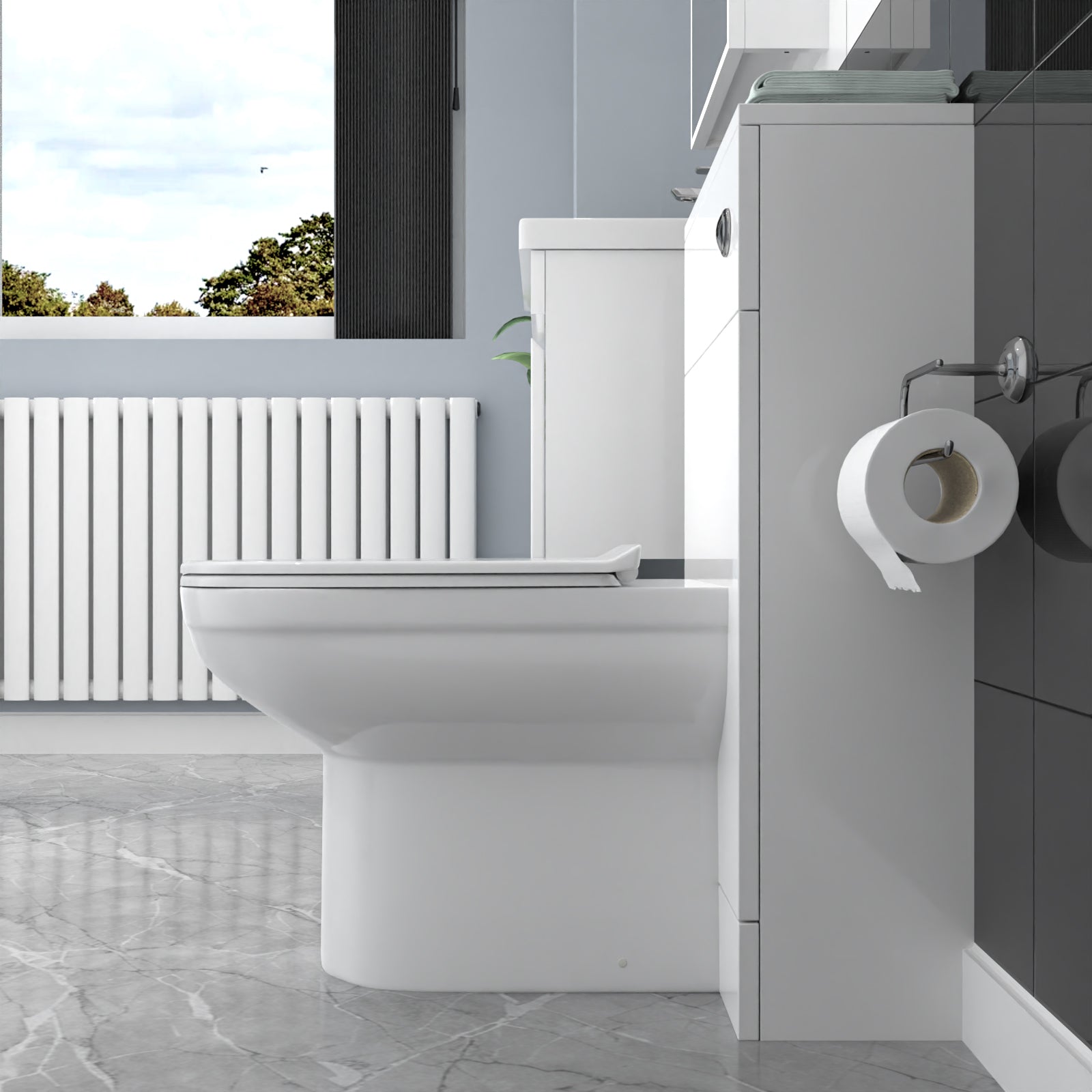 Alaska White Wall Hung 500mm Vanity Unit 1 Drawer with WC Unit & BTW Toilet