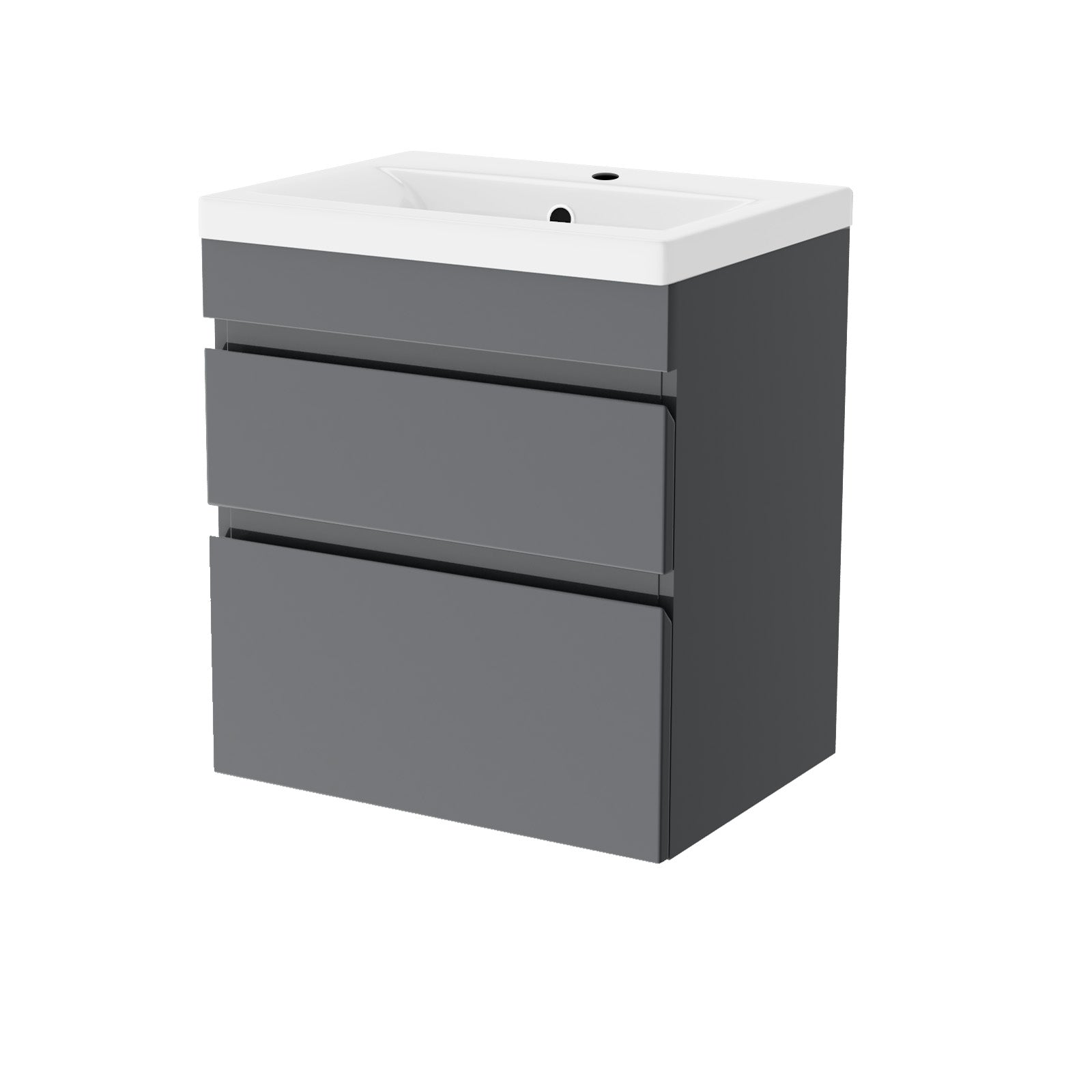 500mm Wall Hung Vanity with Basin 2 Drawers Handless in Anthracite