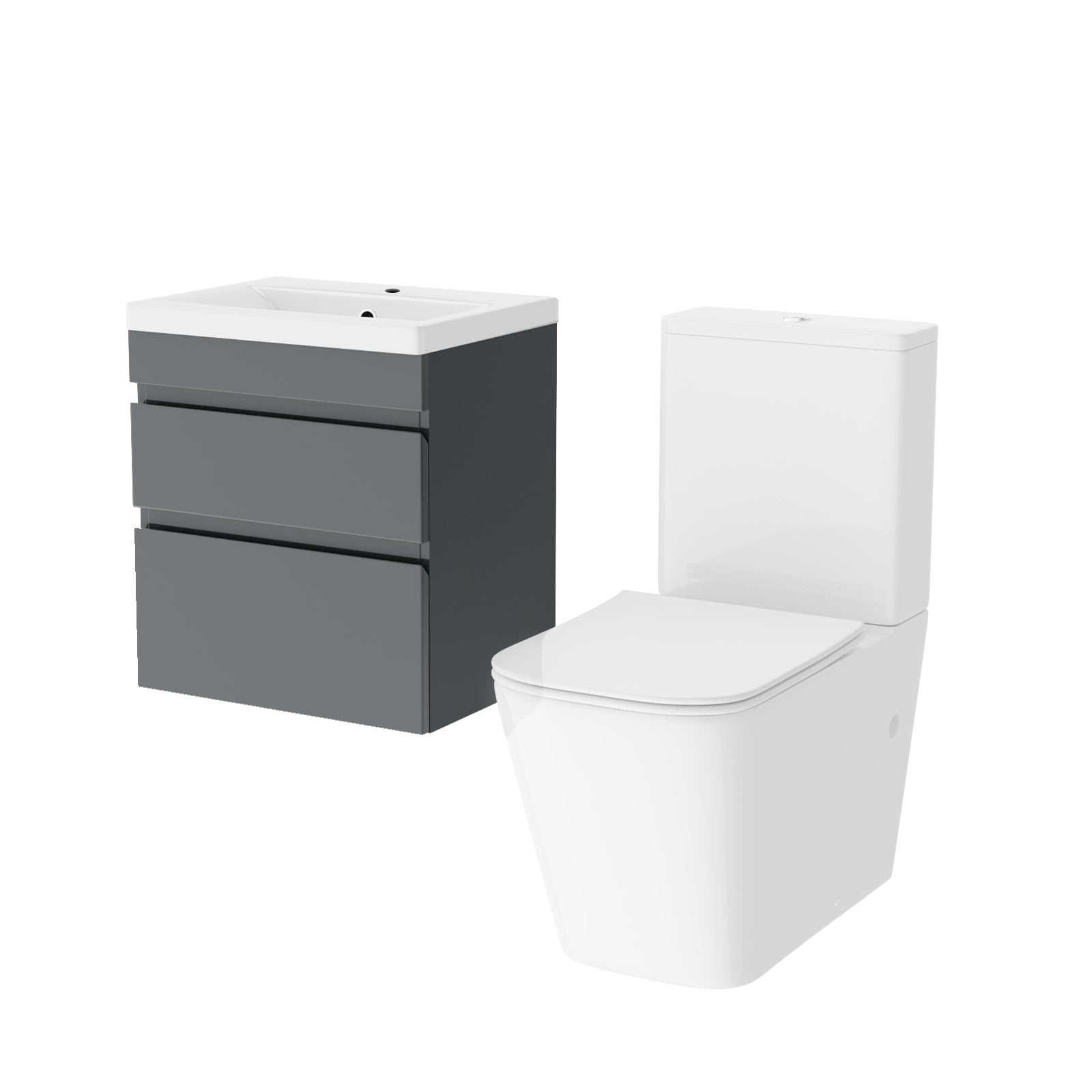 Alaska 500mm Wall Hung Drawers Vanity with basin & Close Coupled Toilet