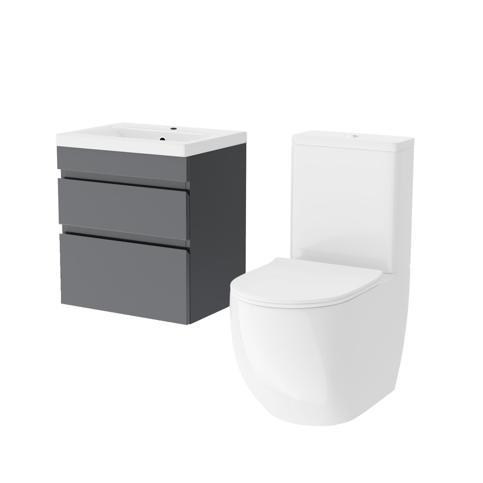 Alaska 500mm Wall Hung Drawers Basin with Close Coupled Toilet