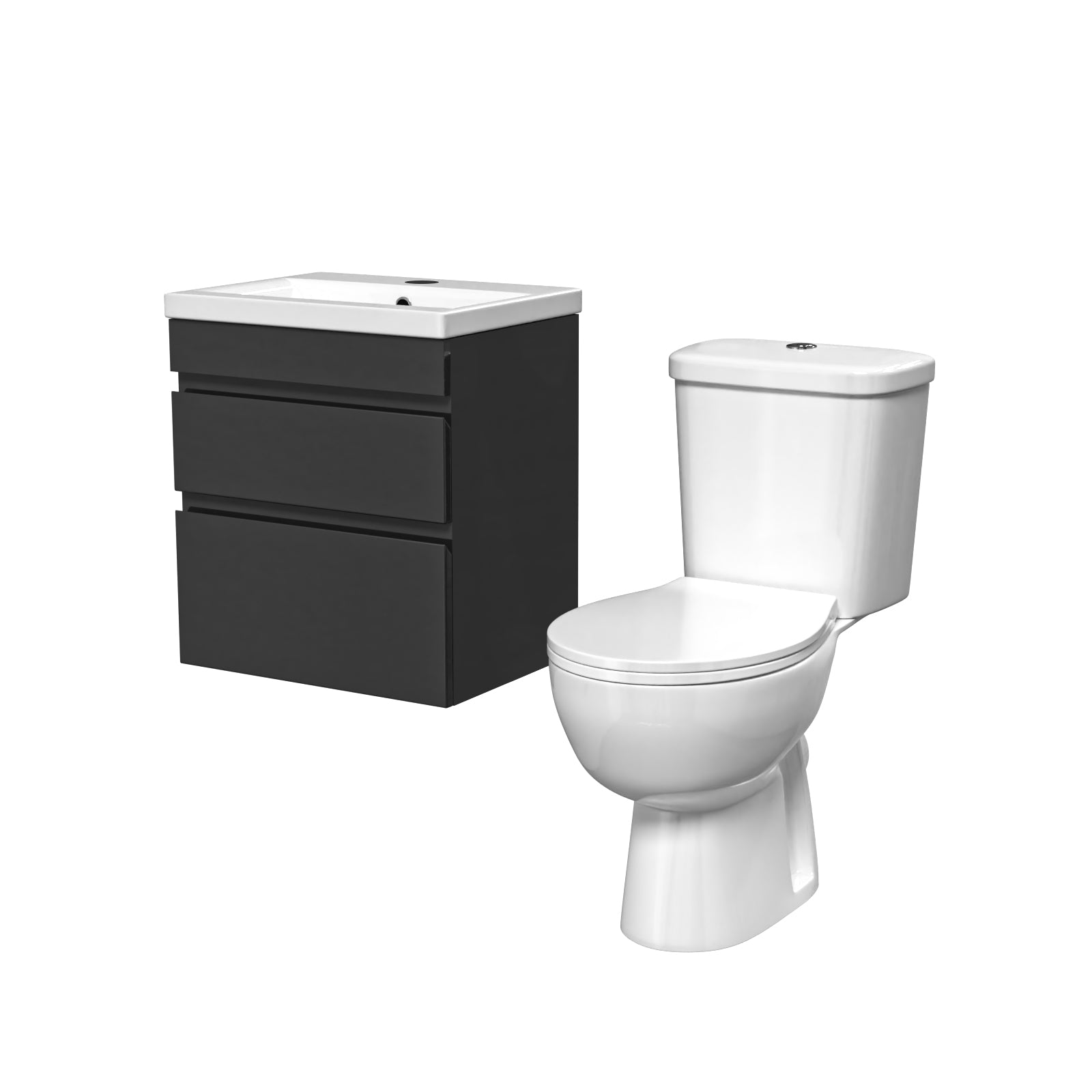 Alaska 500mm Wall Hung Vanity 2 Drawers Handless Anthracite with Toilet