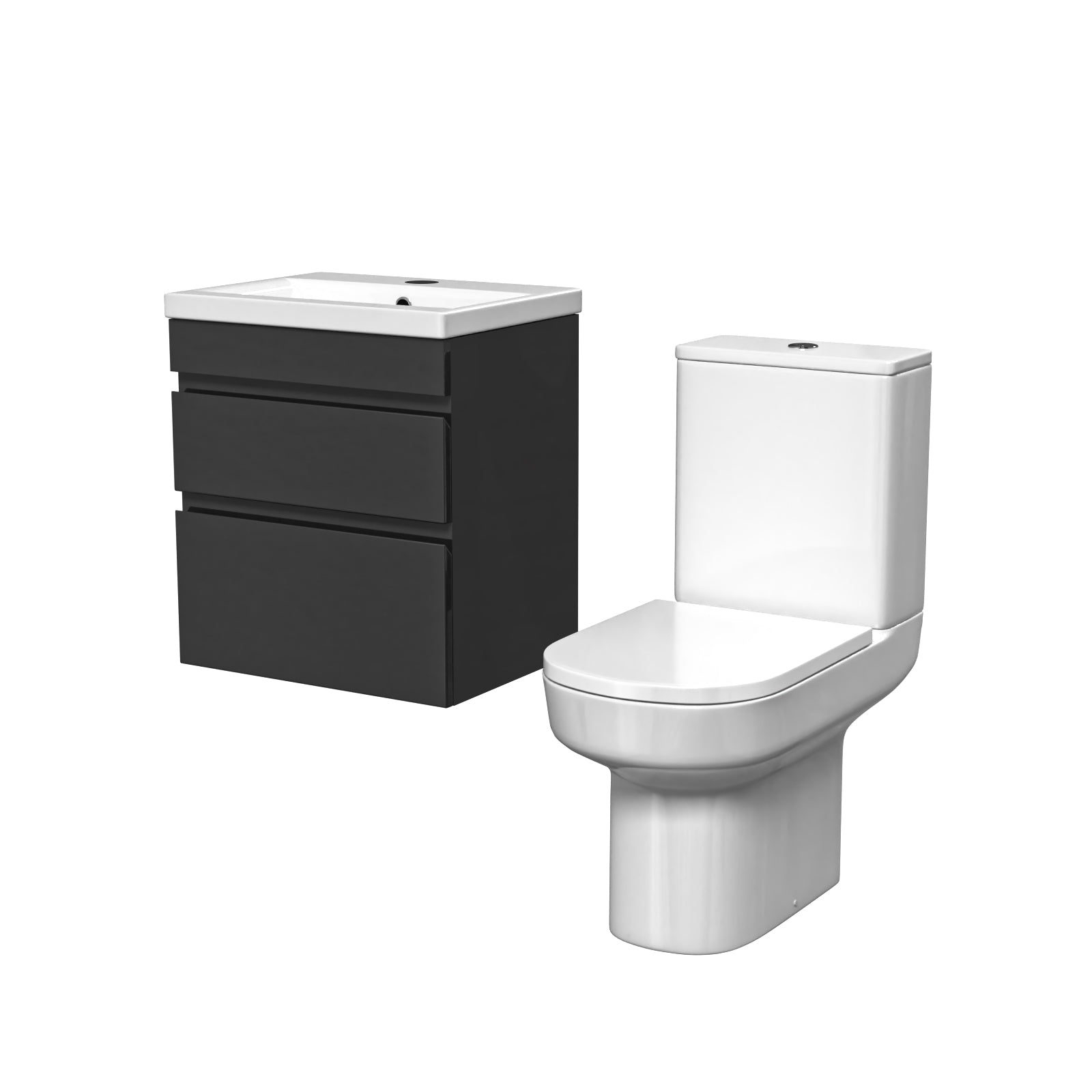 Alaska 500mm Wall Hung Vanity in Anthracite with Basin & Toilet