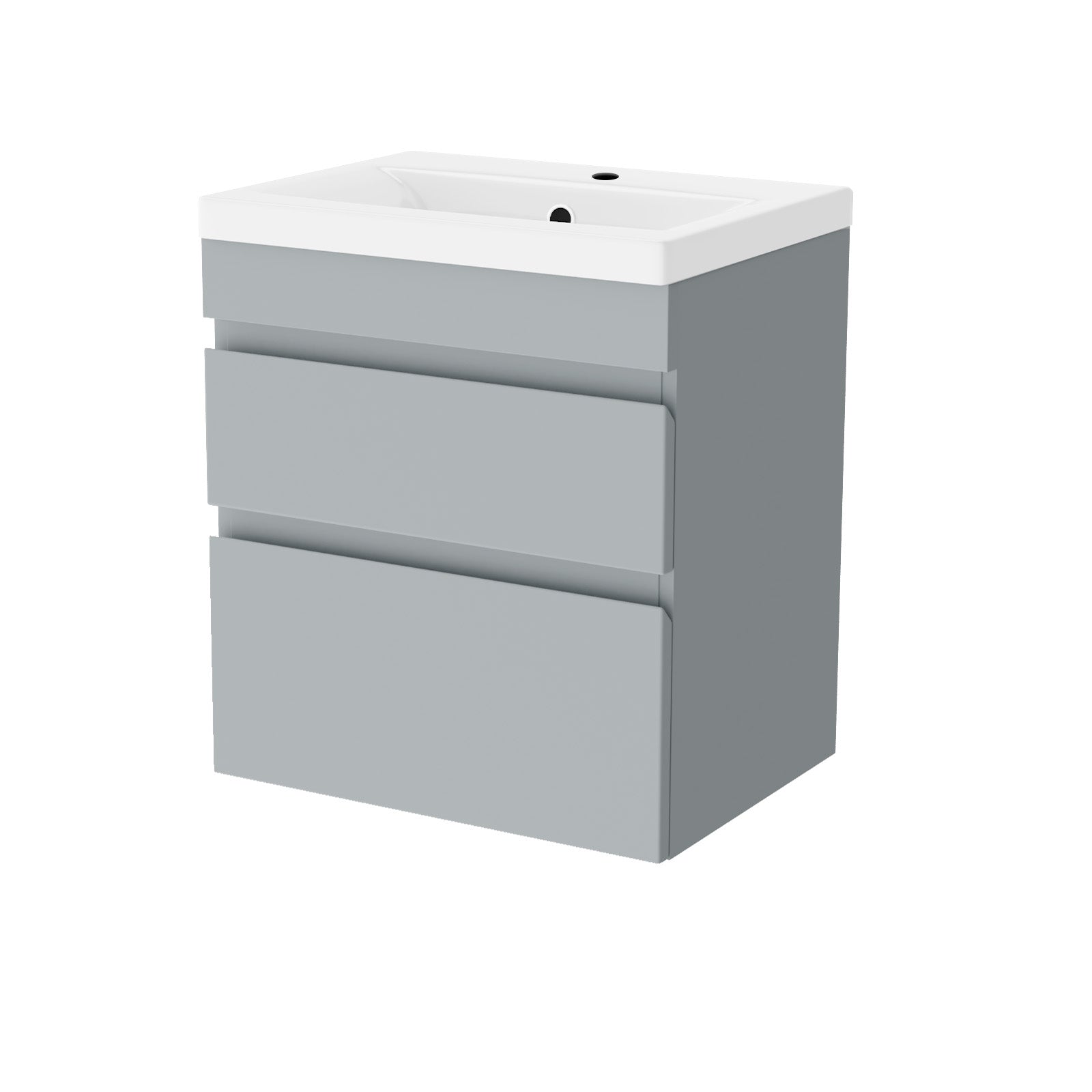 500mm Wall Hung Vanity with Basin 2 Drawers Handless in Matte Grey