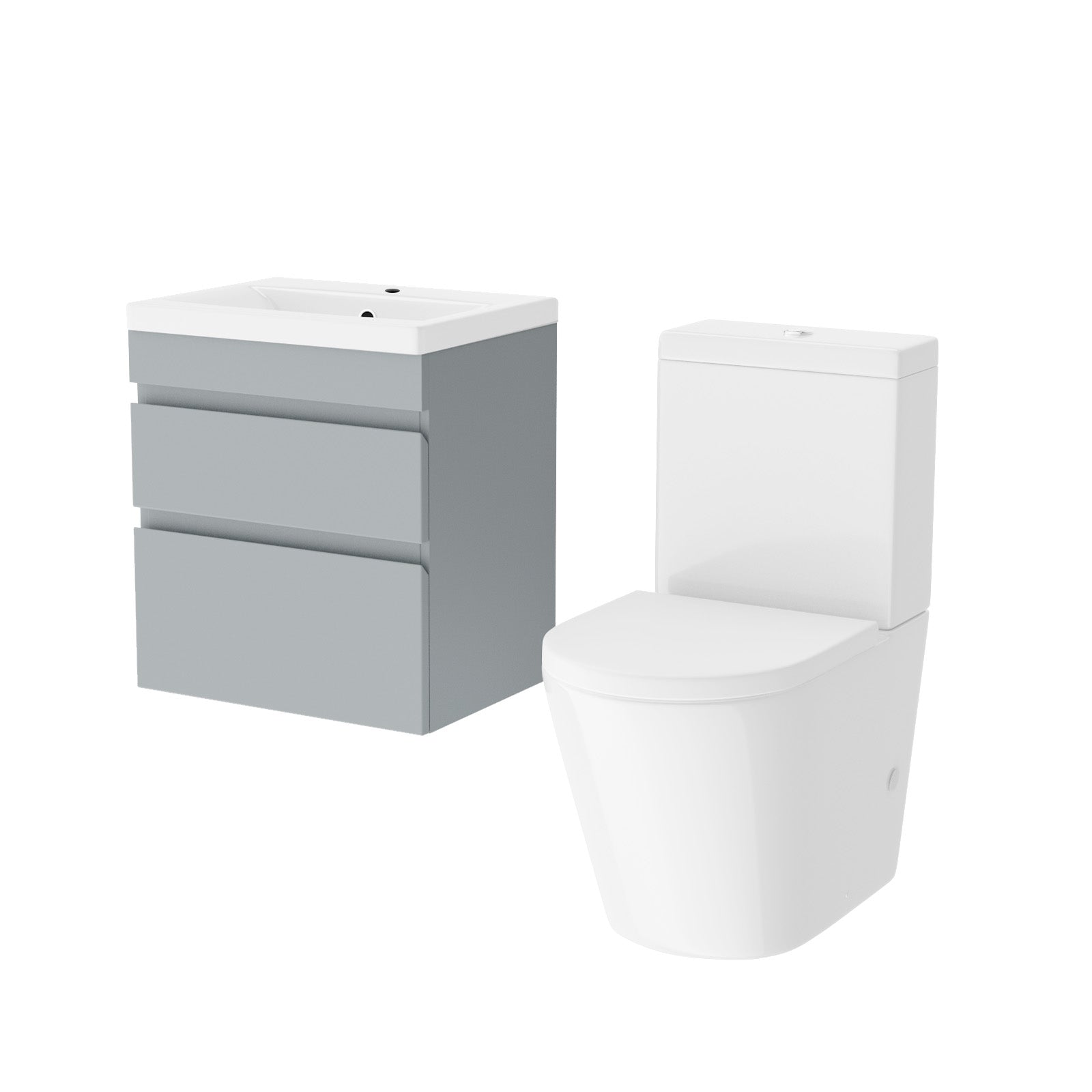 Alaska 500mm Wall Hung Vanity Unit Handless Matt Grey with Basin & Toilet