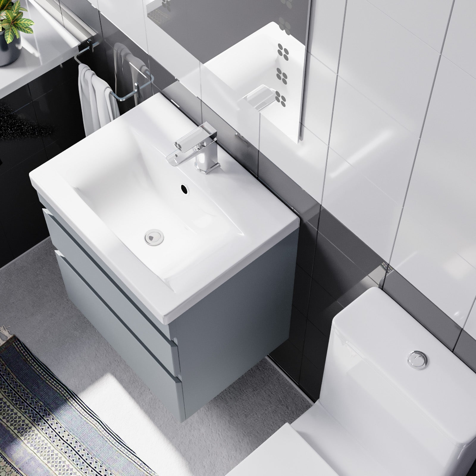 Alaska 500mm Wall Hung Vanity with basin & Rimless Close Coupled Toilet