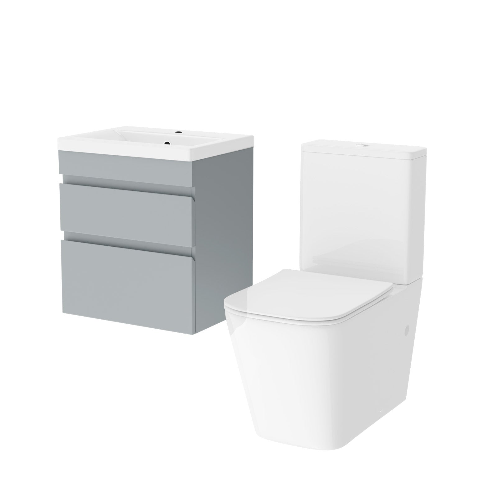 Alaska 500mm Wall Hung Vanity with basin & Rimless Close Coupled Toilet