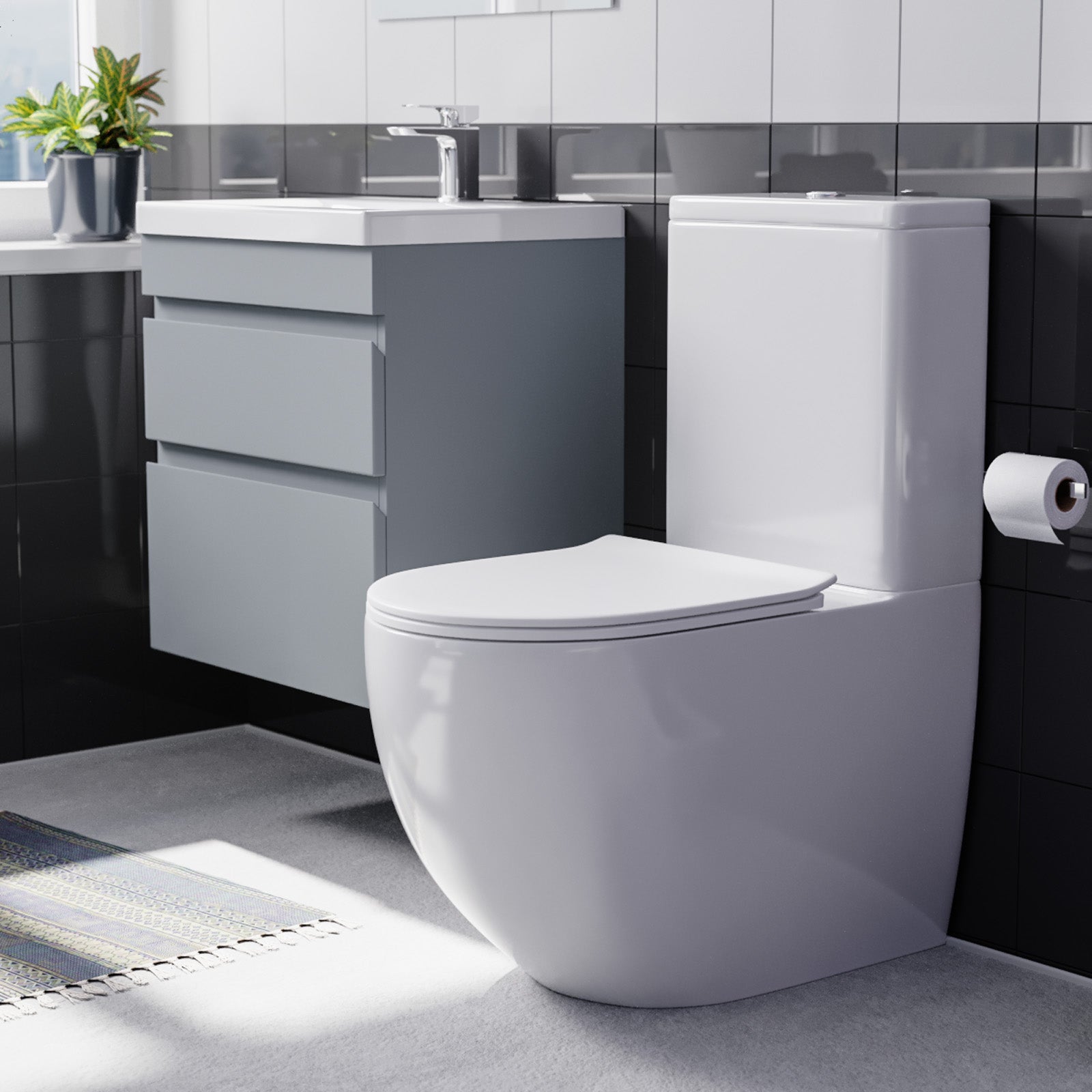 Alaska 500mm Wall Hung Vanity with Close Coupled Toilet Matte Grey