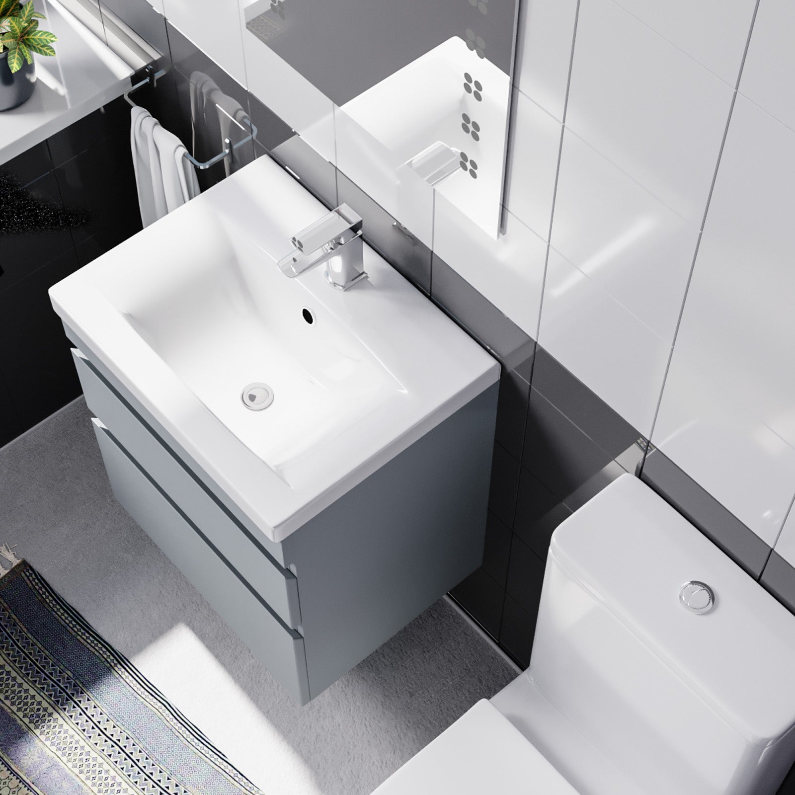 Alaska 500mm Wall Hung Vanity with Close Coupled Toilet Matte Grey