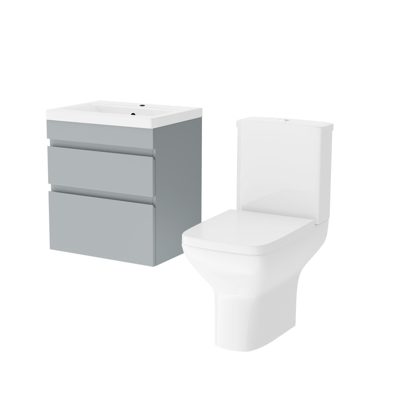 Alaska 500mm Wall Hung Vanity Drawers Handless Matt Grey with Basin & Toilet