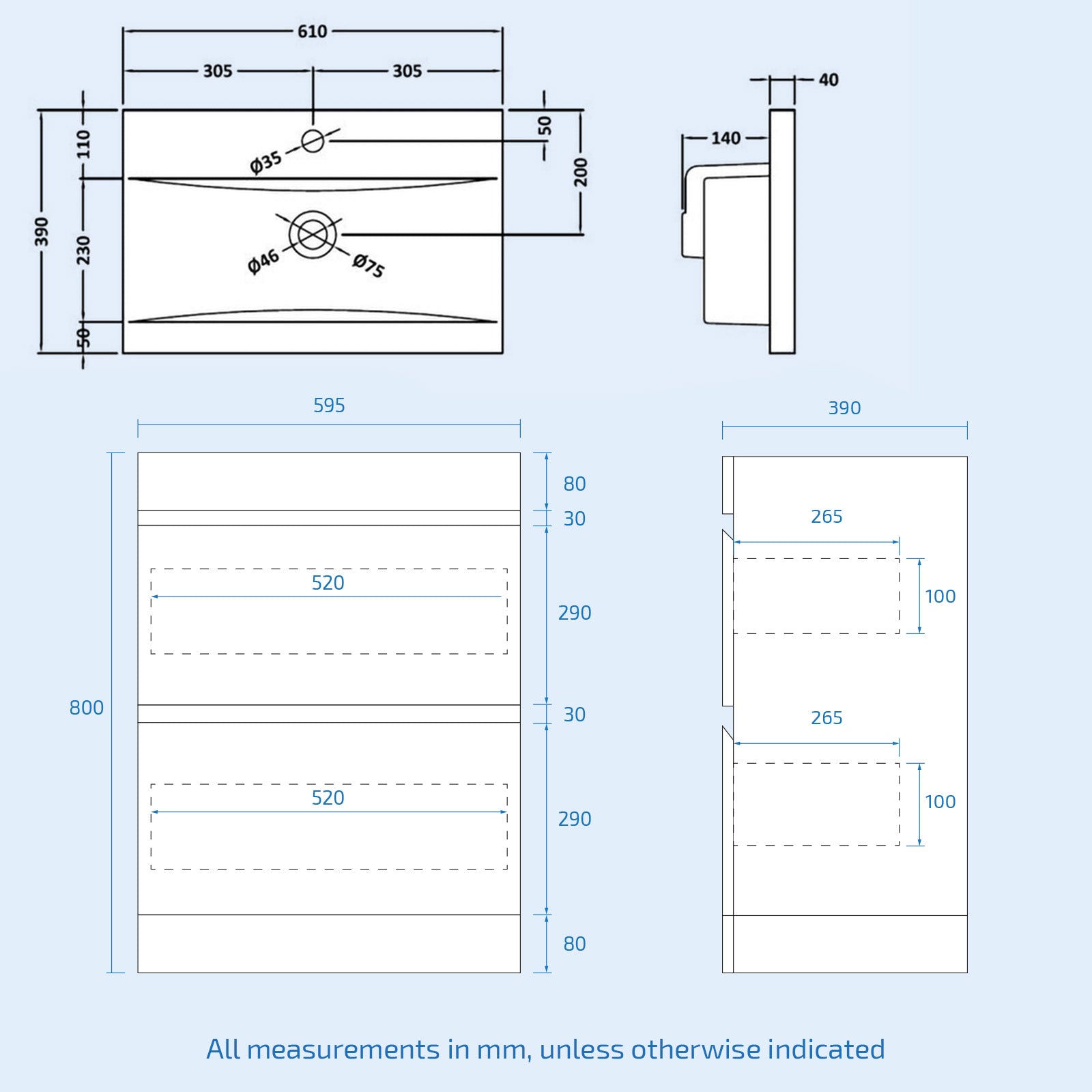 Alaska 600mm Matte Grey 2 Drawers Handleless Basin Vanity Close Coupled Toilet