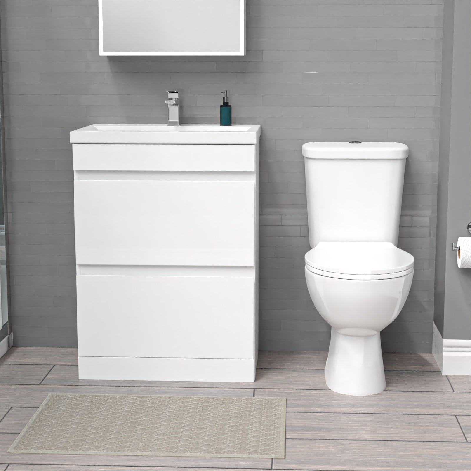 Alaska 600mm 2 Drawers White Basin Vanity Unit & Close Coupled Toilet