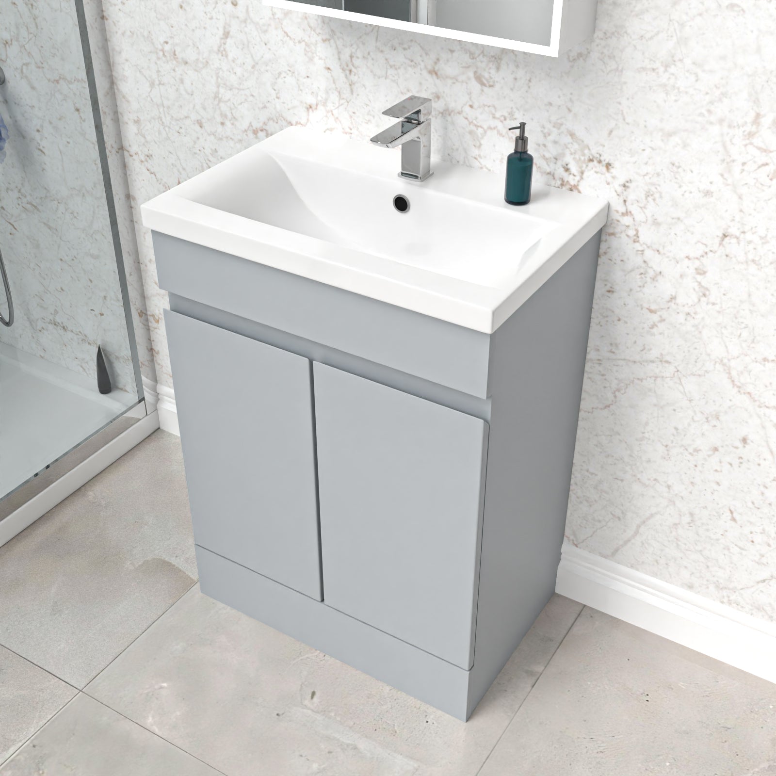 Alaska Matte Grey 600 mm Freestanding Basin Vanity Unit
