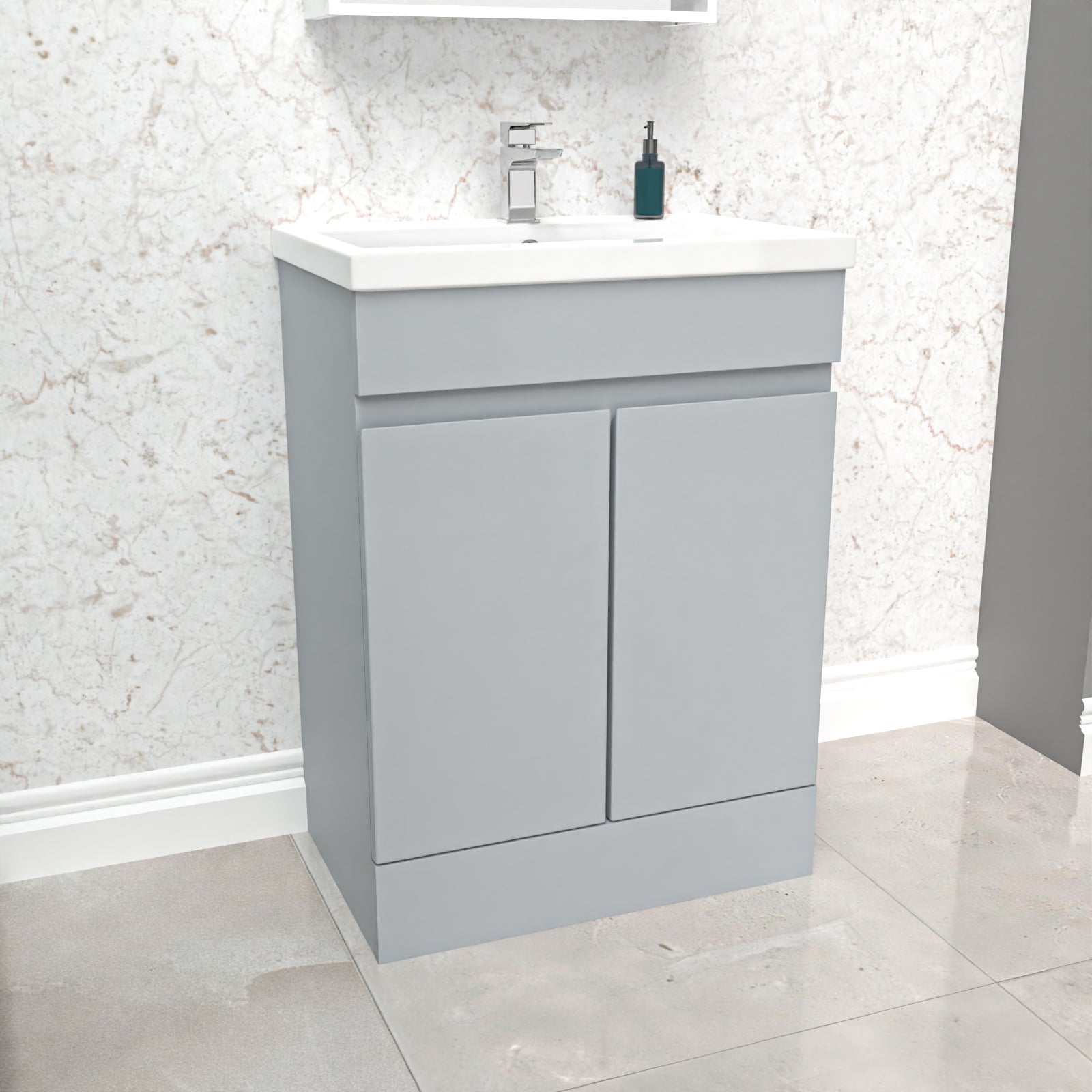 Alaska Matte Grey 600 mm Freestanding Basin Vanity Unit