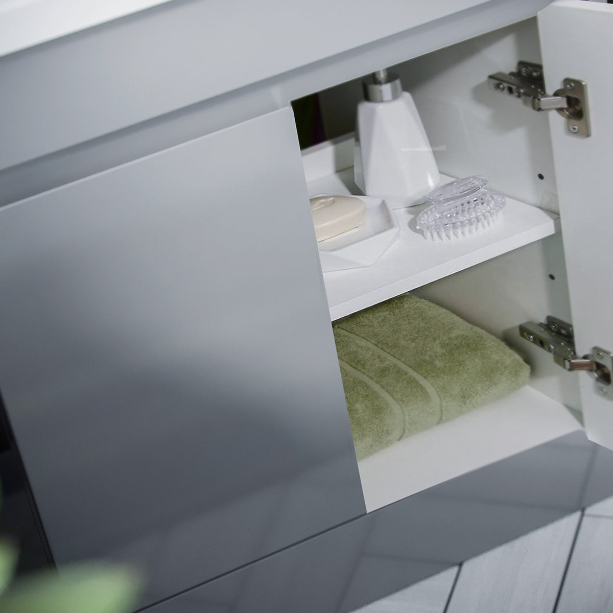 Set of 2 PVC Freestanding 600mm Cabinet & Ceramic Mid Edge Twin Basin - Matte Grey