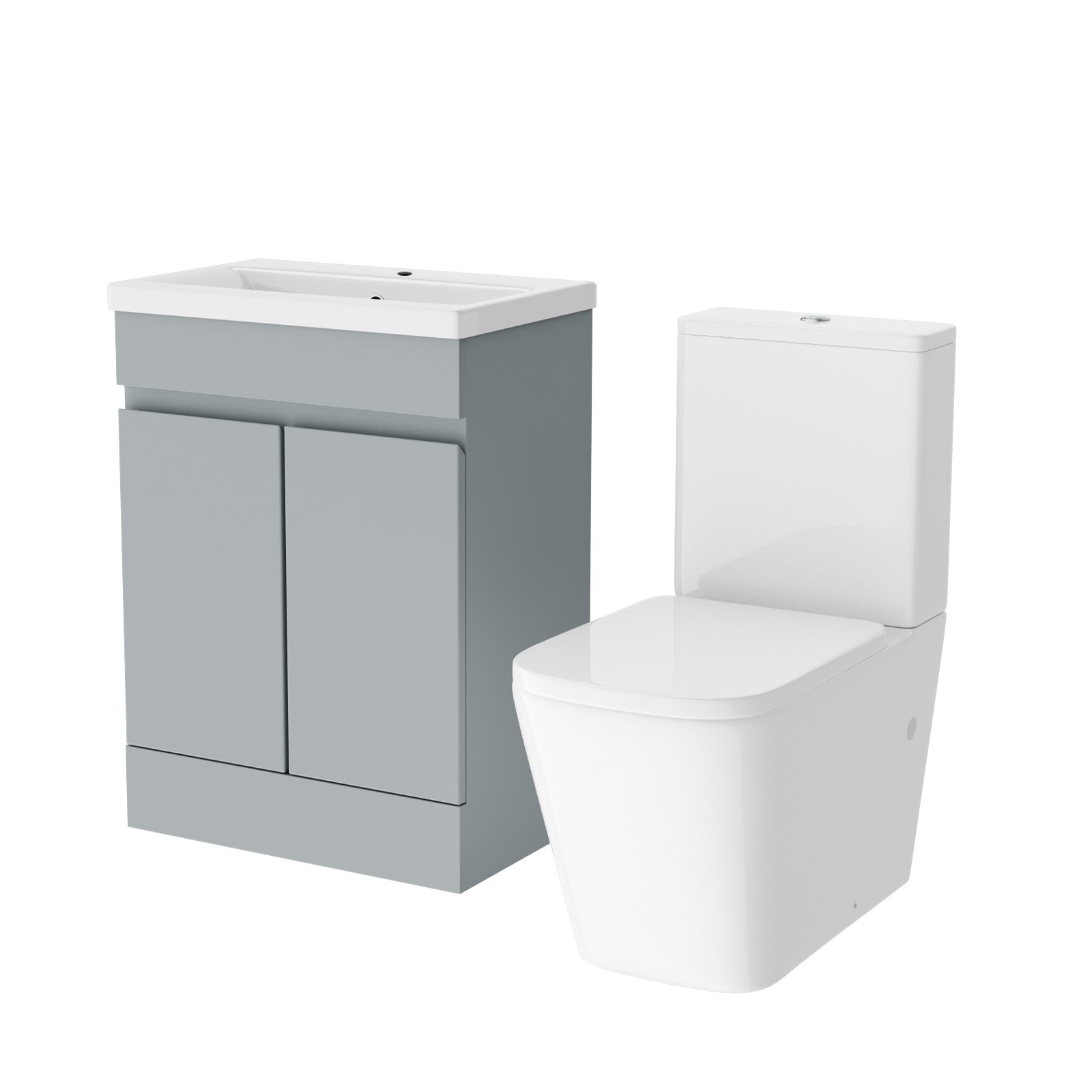 Alaska Matte Grey 600mm Freestanding Basin Vanity Unit & Close Coupled Toilet