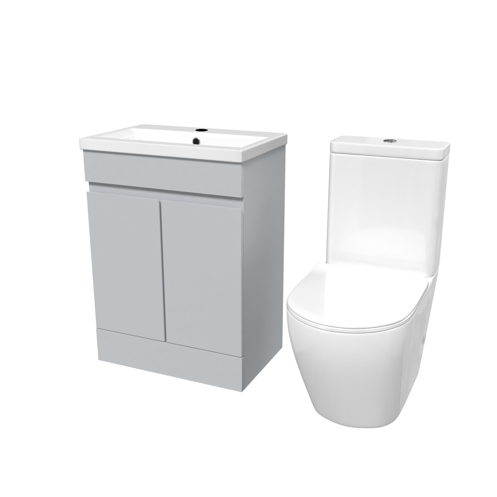 Alaska 600mm Matte Grey Basin Vanity & Close Coupled Toilet Set