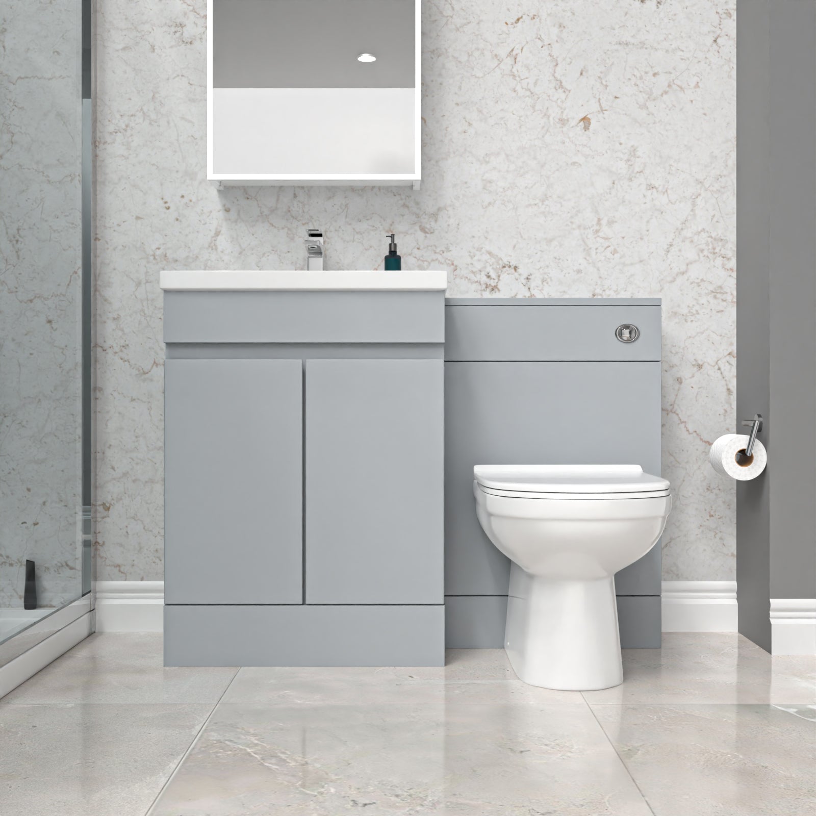 Alaska Matte Grey Freestanding 600mm Vanity Unit, WC Unit & BTW Toilet