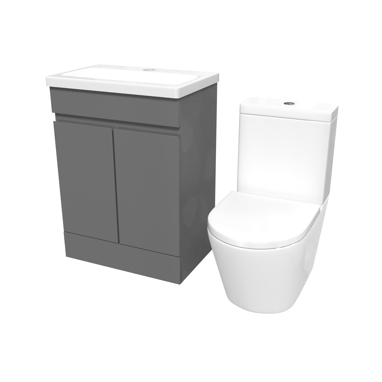 Alaska Steel Grey 600mm Freestanding Basin Vanity & Close Coupled Toilet