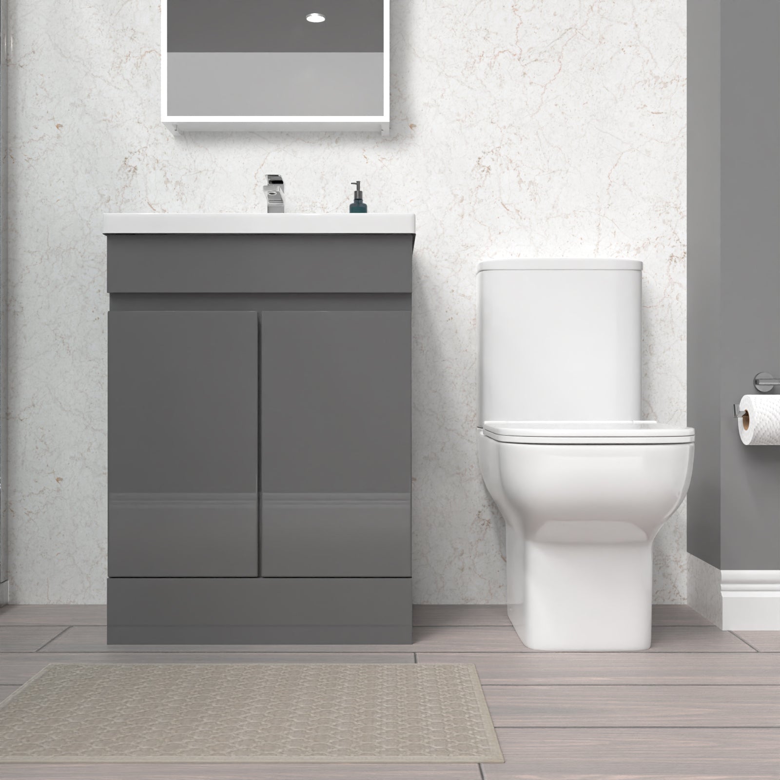 Alaska 600mm Steel Grey Basin Vanity Unit & Close Coupled Toilet