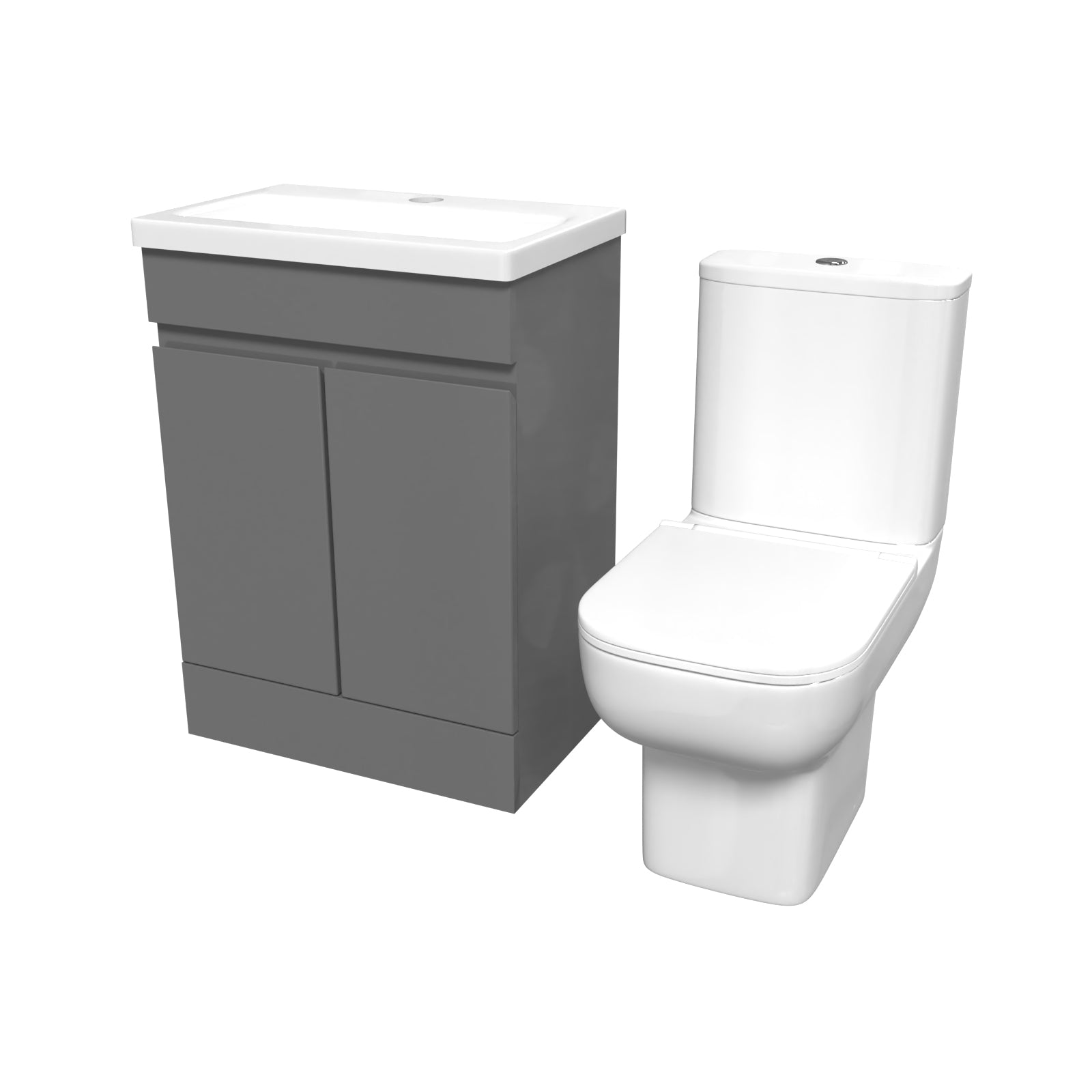 Alaska 600mm Steel Grey Basin Vanity Unit & Close Coupled Toilet