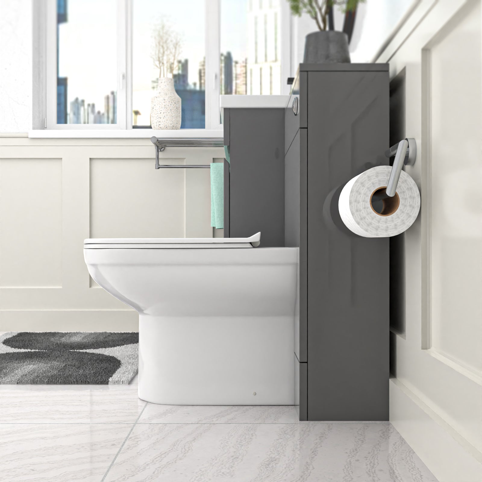 Alaska Grey Floorstanding 600mm Vanity Unit with WC Unit & BTW Toilet