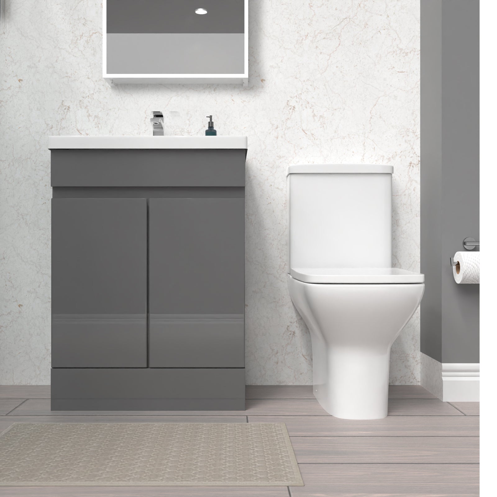 Alaska 600mm Steel Grey Basin Vanity & Rimless Close Coupled toilet