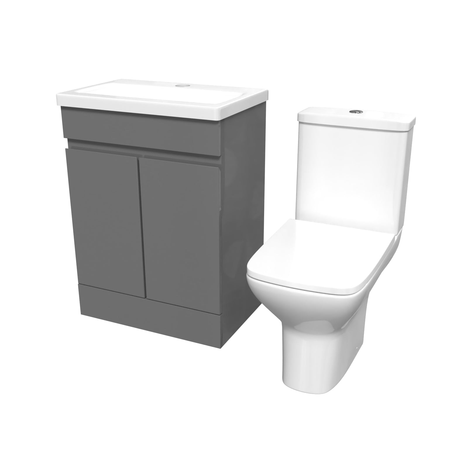 Alaska 600mm Steel Grey Basin Vanity & Rimless Close Coupled toilet