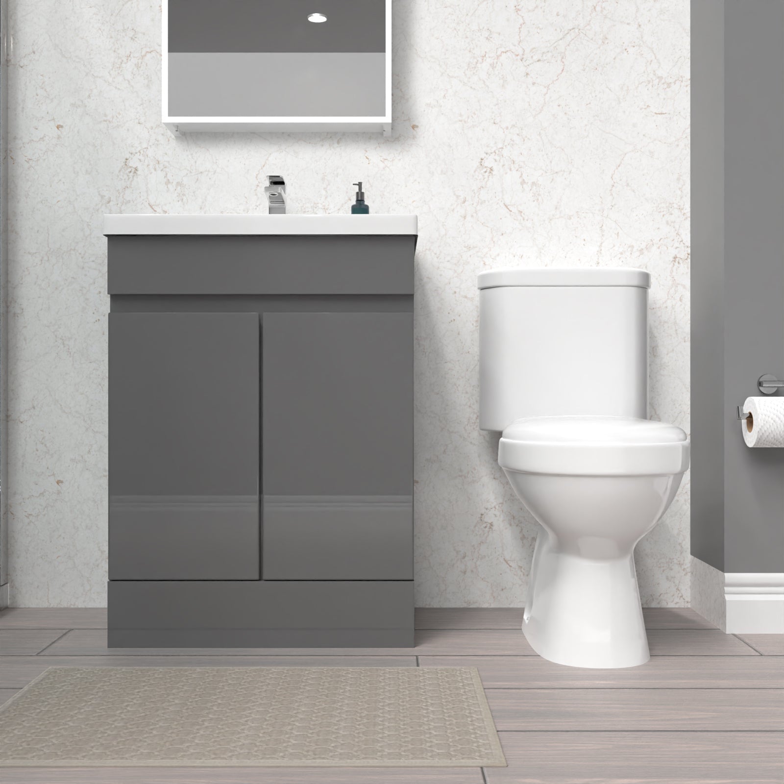 Alaska 600mm Steel Grey Basin Vanity & Close Coupled Toilet Set