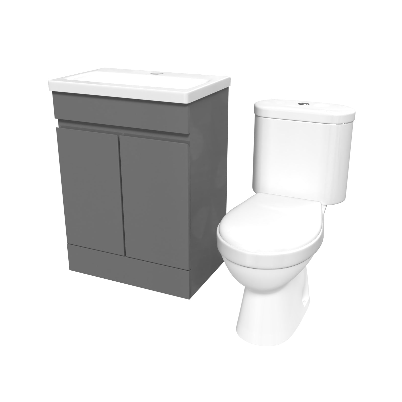 Alaska 600mm Steel Grey Basin Vanity & Close Coupled Toilet Set