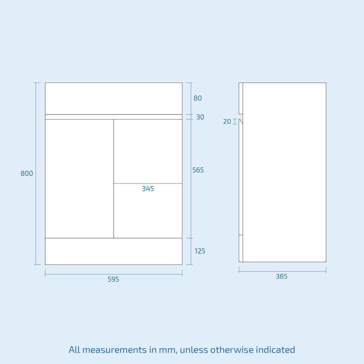 Set of 2 Freestanding 600mm Cabinet with Ceramic Mid-Edge Twin Basin - Matte Grey