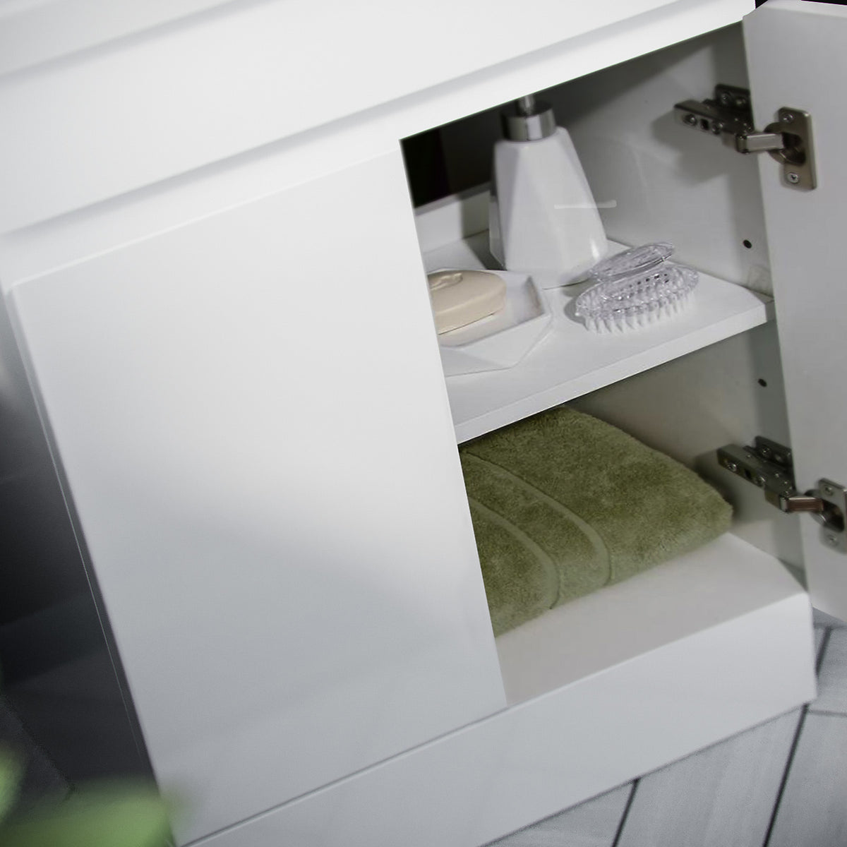 Set of 2 Freestanding 600mm Cabinet with Ceramic Mid-Edge Twin Basin - White
