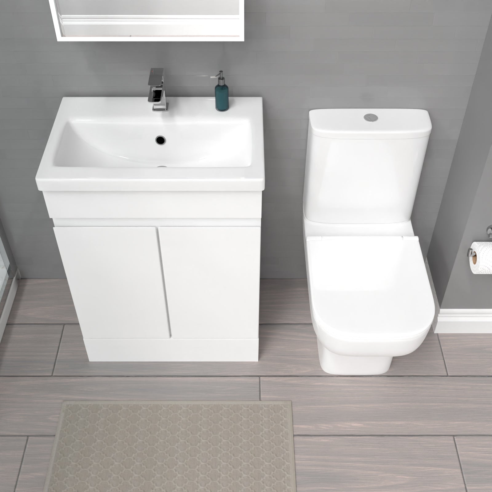 Alaska 600mm White Basin Vanity Unit & Close Coupled Toilet