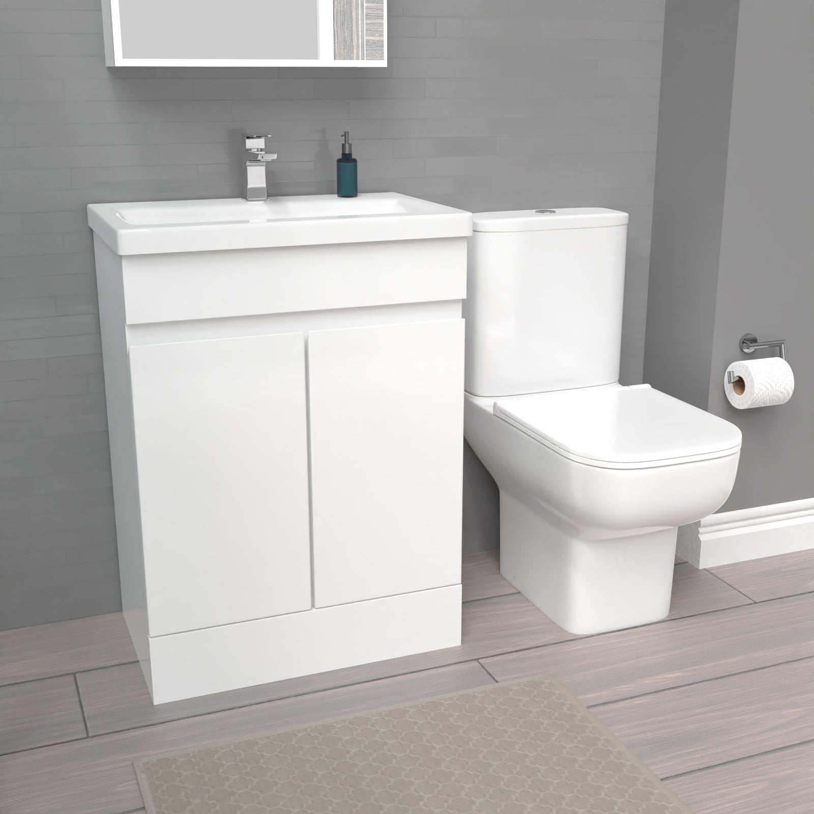 Alaska 600mm White Basin Vanity Unit & Close Coupled Toilet