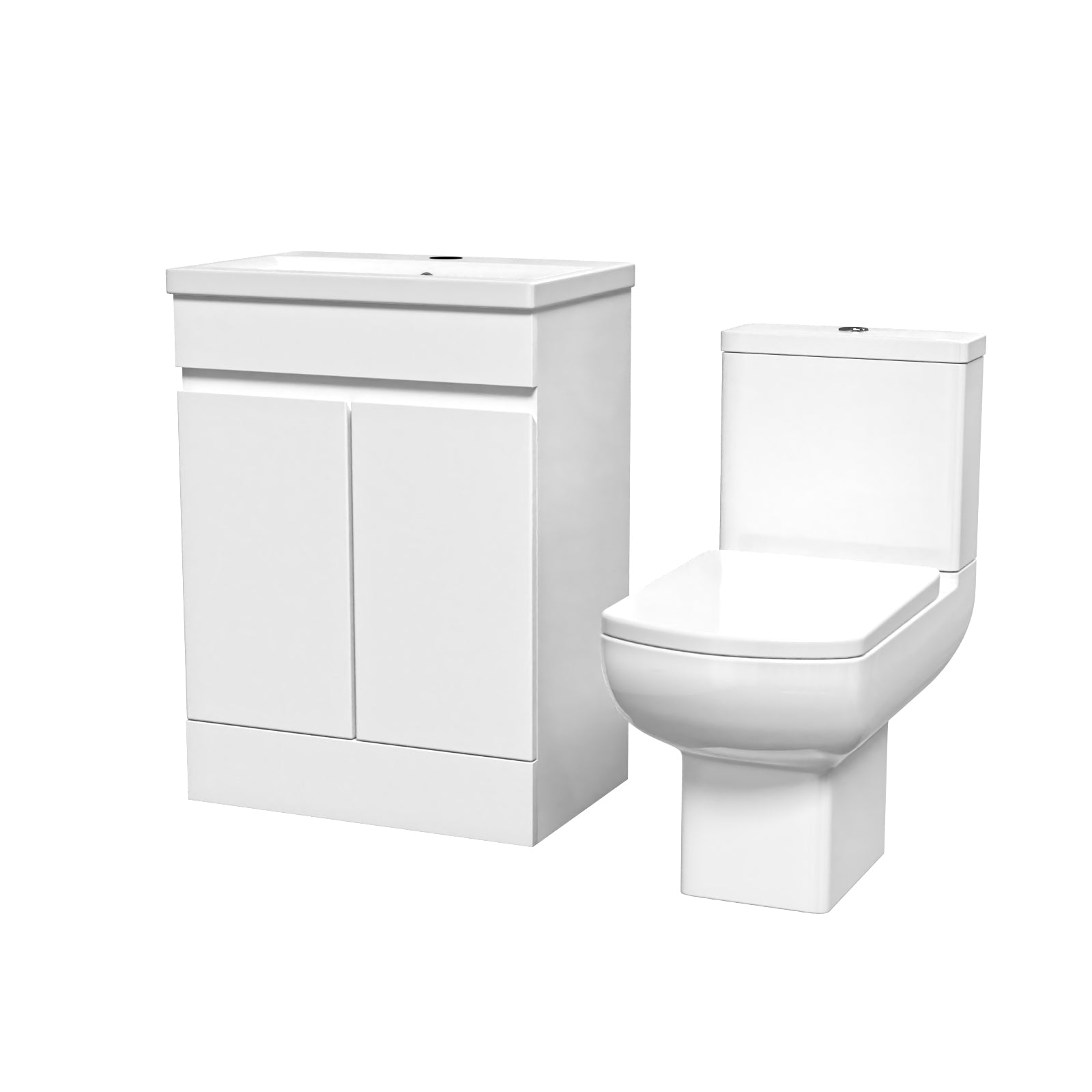 Alaska 600mm Handleless White Basin Vanity Square Rimless Close Coupled Toilet