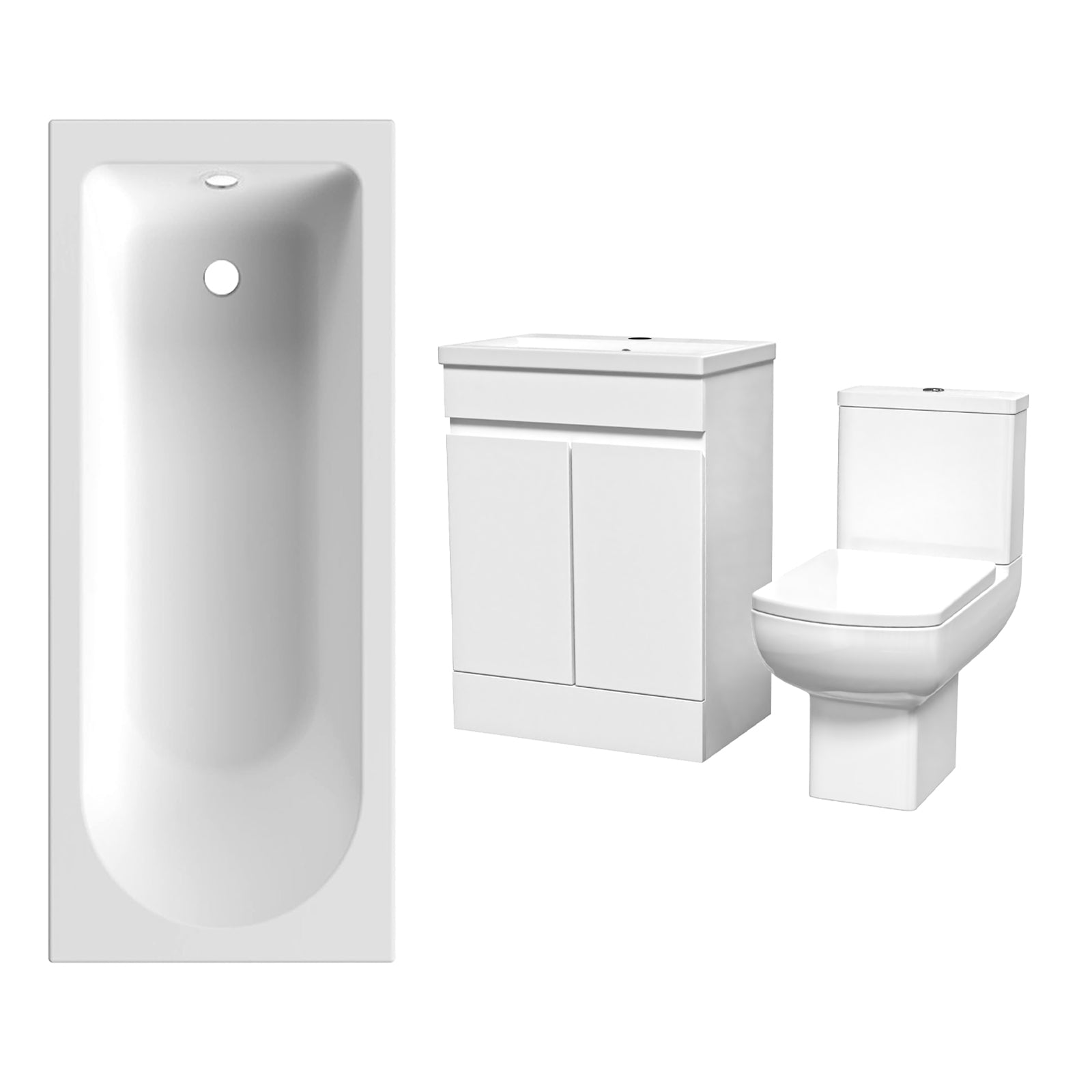 Alaska 600mm Handleless White Vanity, Rimless Square Toilet And Bath