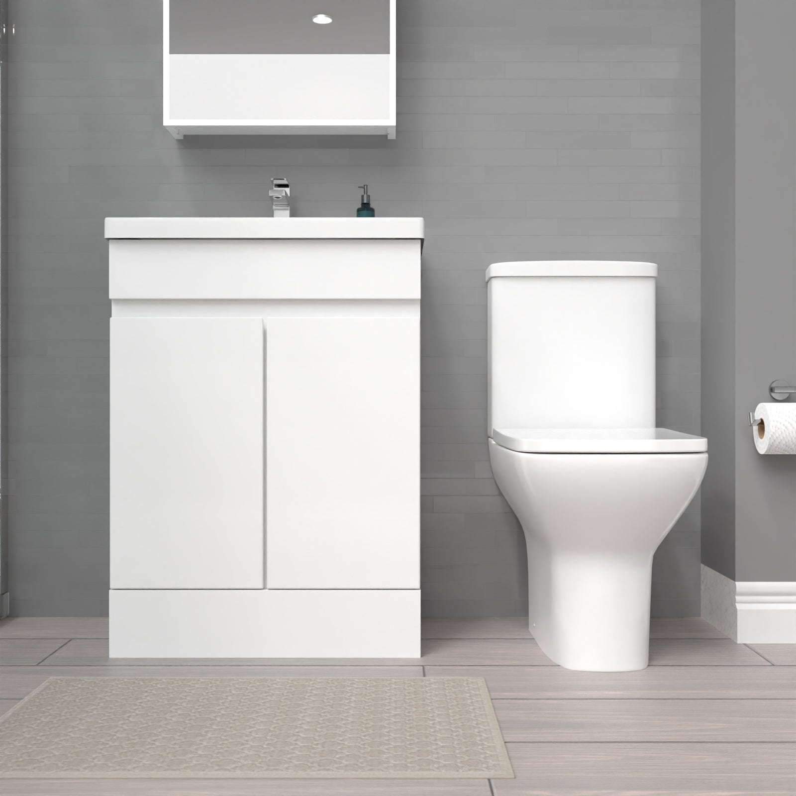 Alaska 600mm White Basin Vanity & Rimless Close Coupled toilet