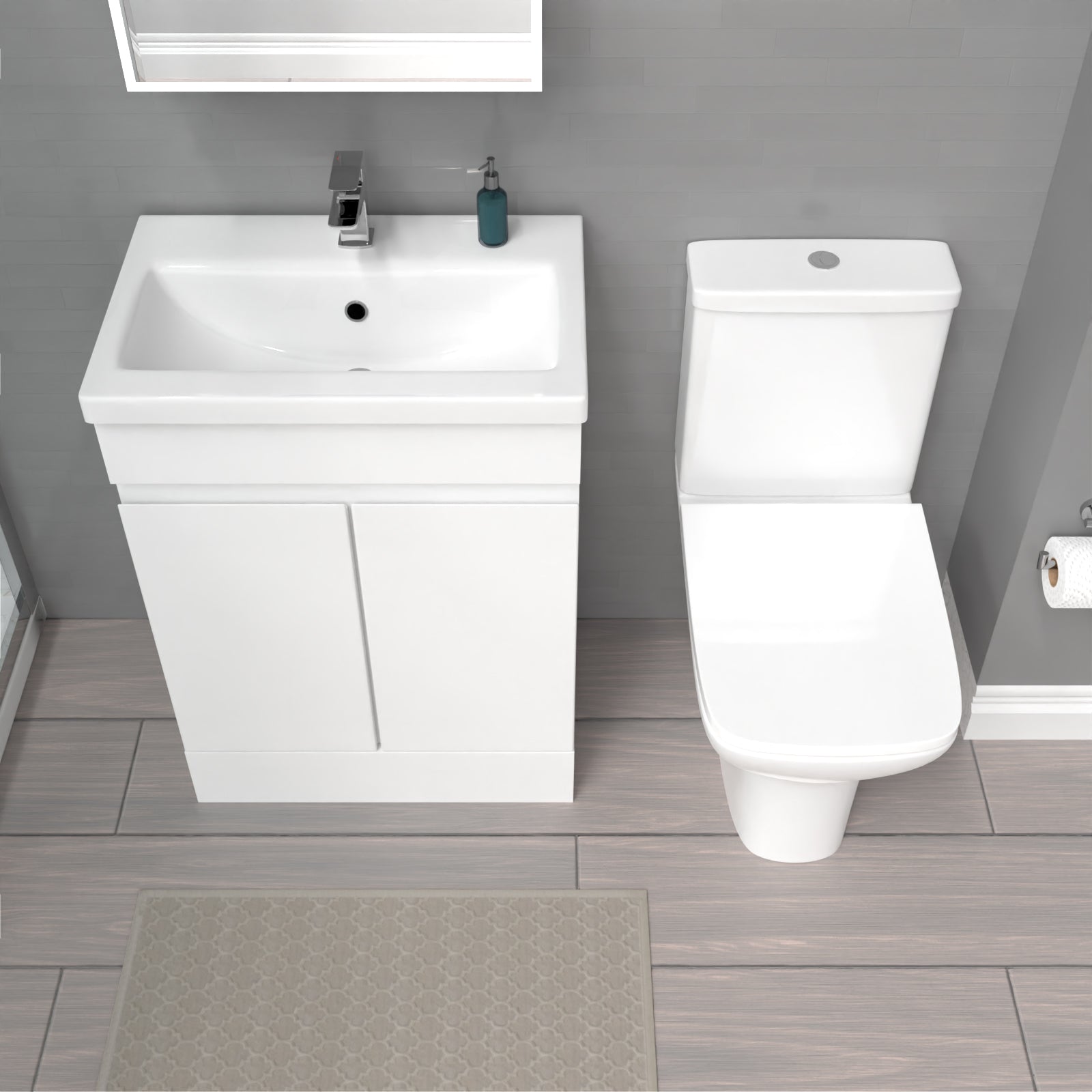 Alaska 600mm White Basin Vanity & Rimless Close Coupled toilet