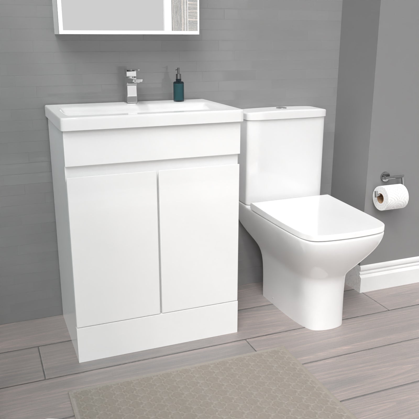 Alaska 600mm White Basin Vanity & Rimless Close Coupled toilet