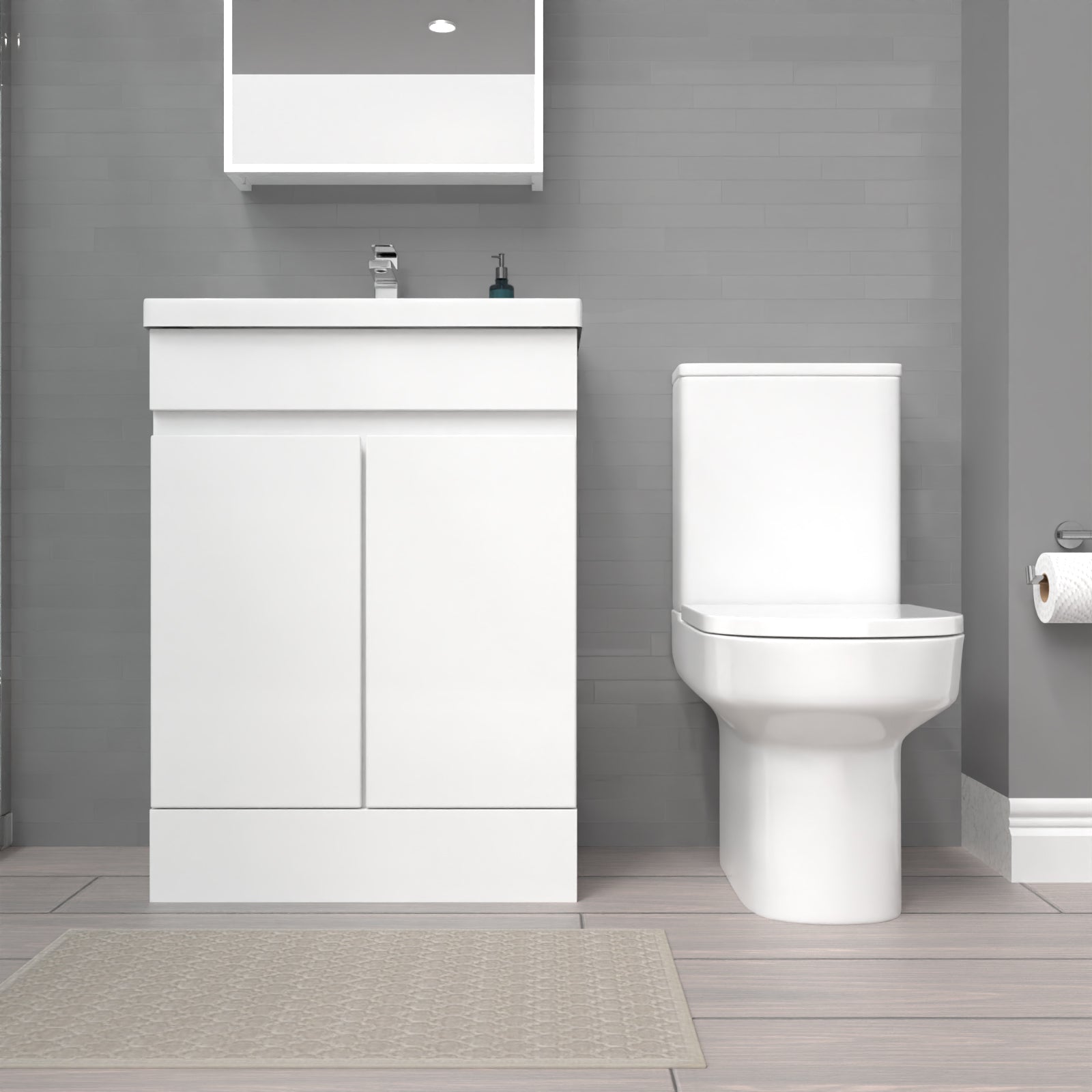 Alaska 600mm Gloss Basin Vanity & Close Coupled Toilet White