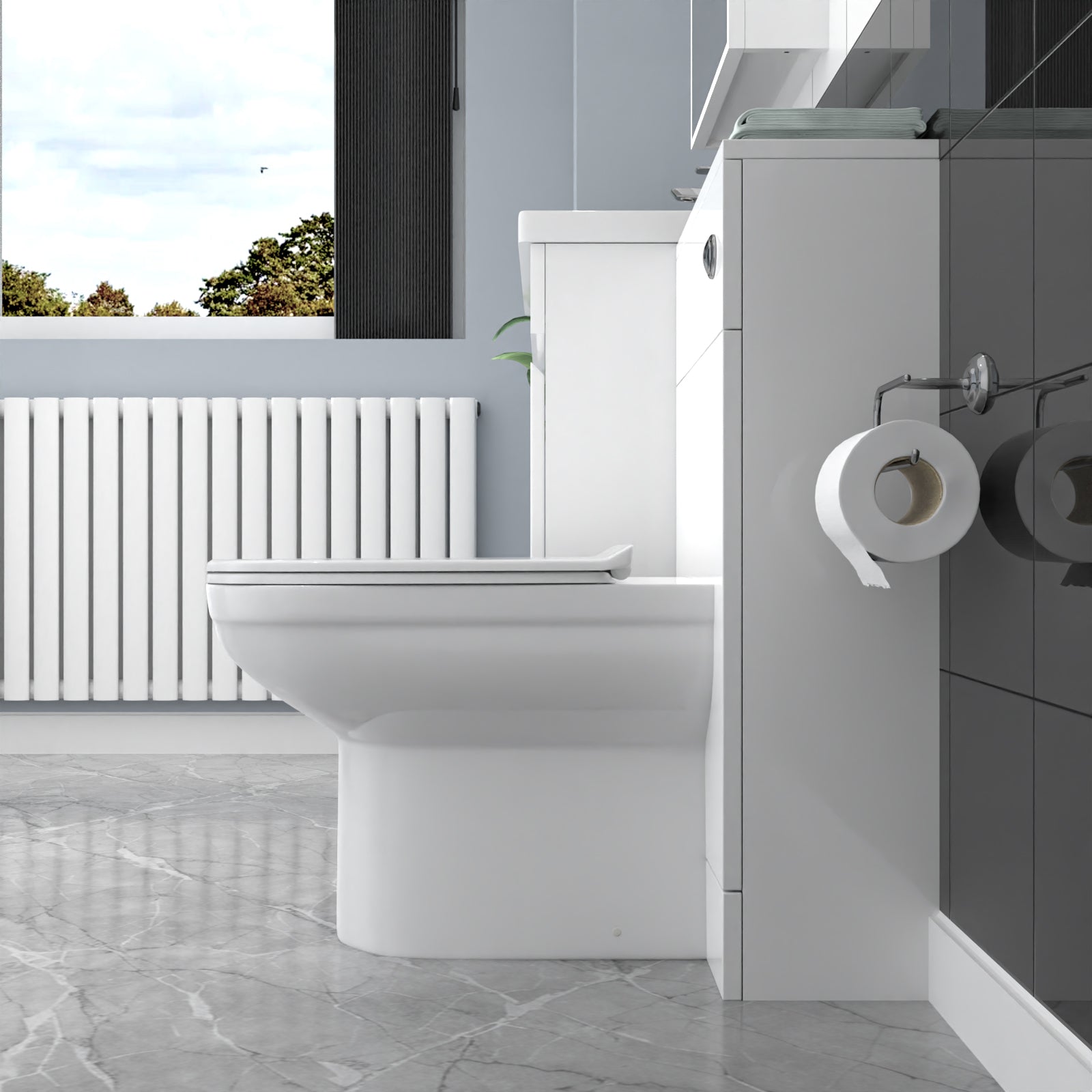 Alaska White Freestanding PVC 600mm 2 Doors Vanity & WC Unit & BTW Toilet