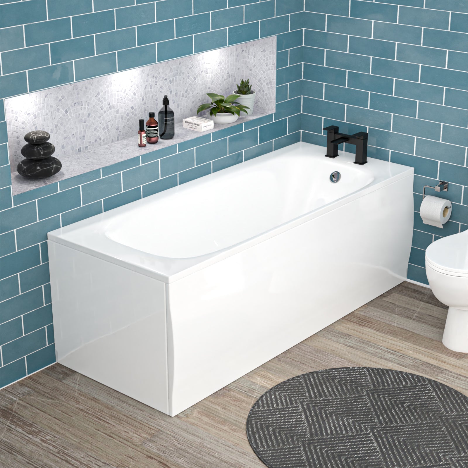 Alaska 1700mm Round Bath,600mm Freestanding Basin Vanity,Close Coupled Toilet
