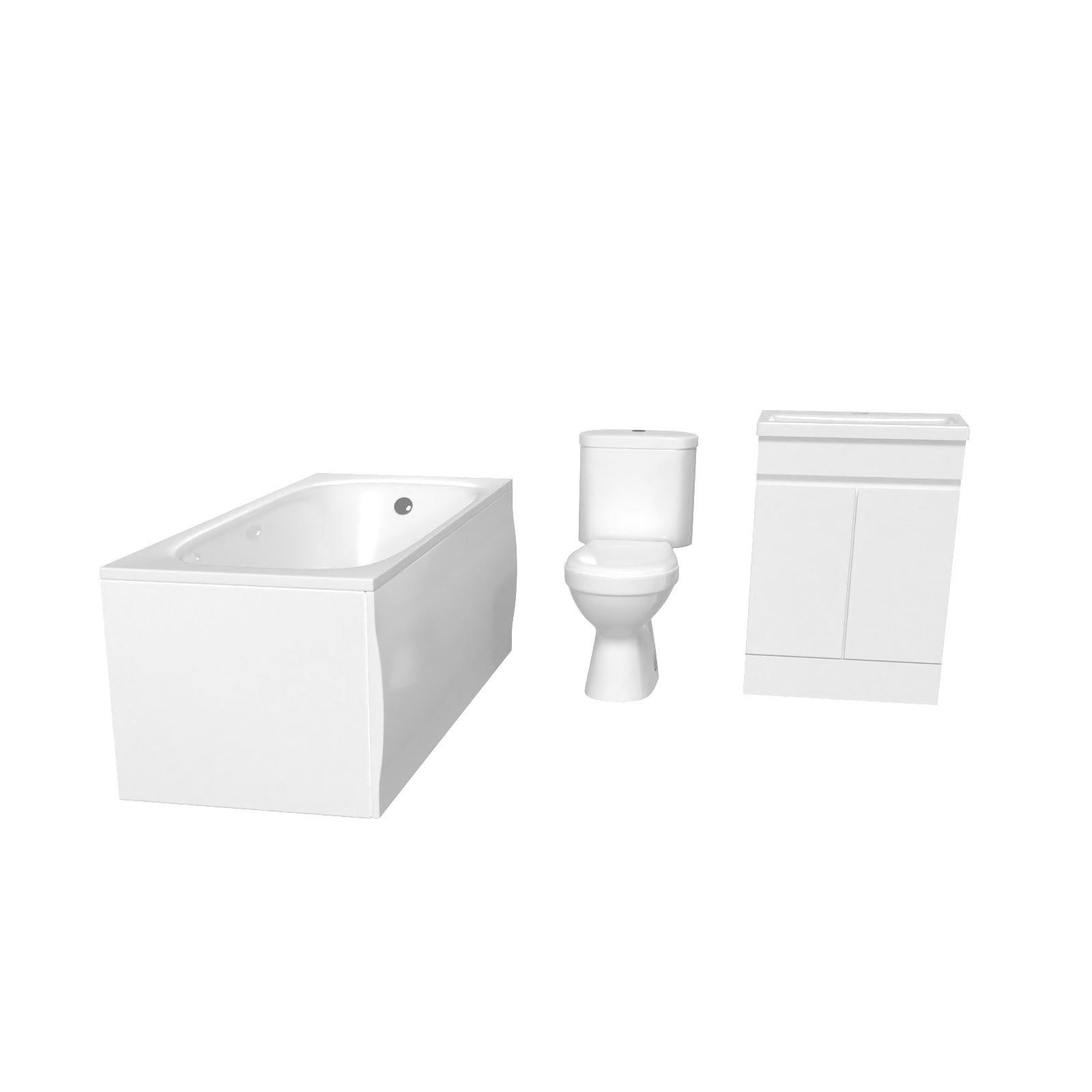 Alaska 1700mm Round Bath,600mm Freestanding Basin Vanity,Close Coupled Toilet